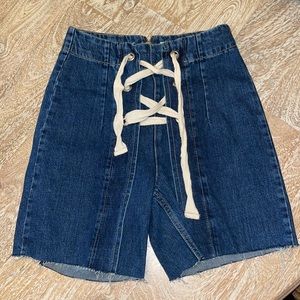 Topshop moto denim lace up skirt size 26